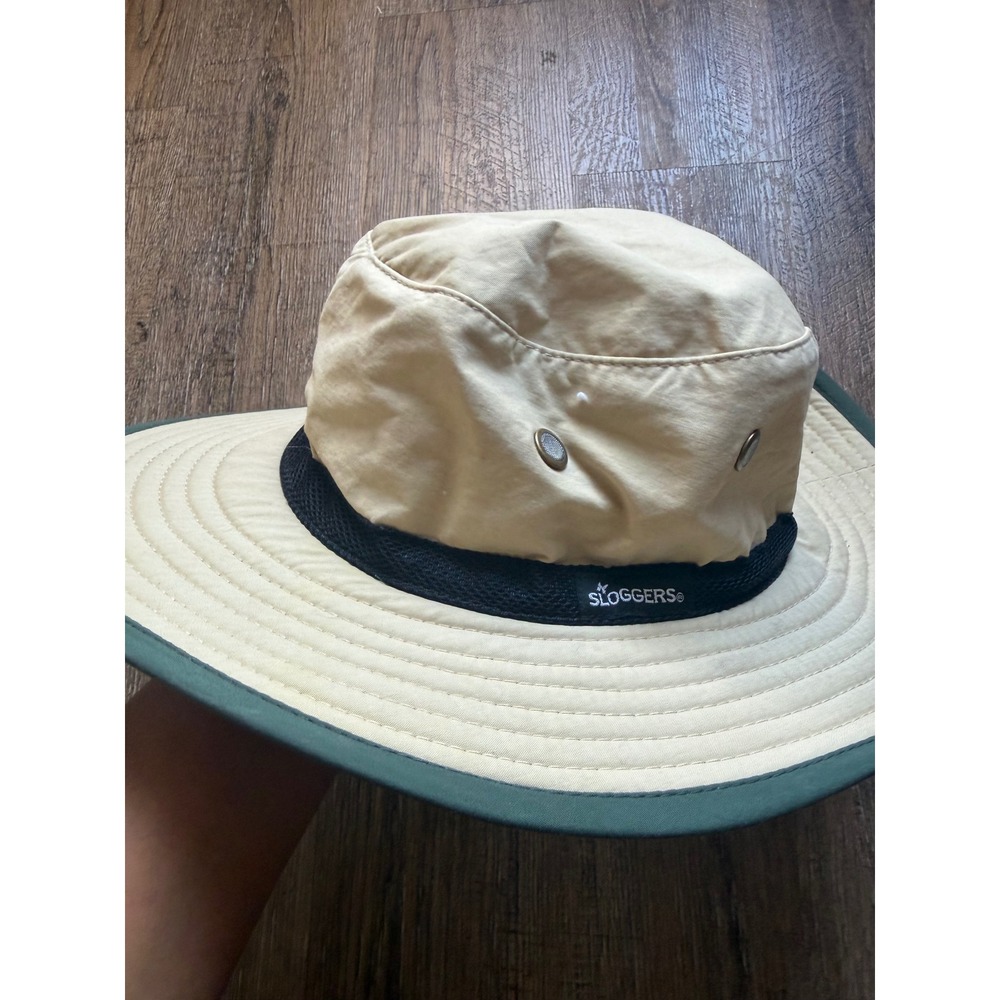 Sloggers Sun Hat Tan Green Wide Brim Gardening Fishing Nylon One Size OSFA